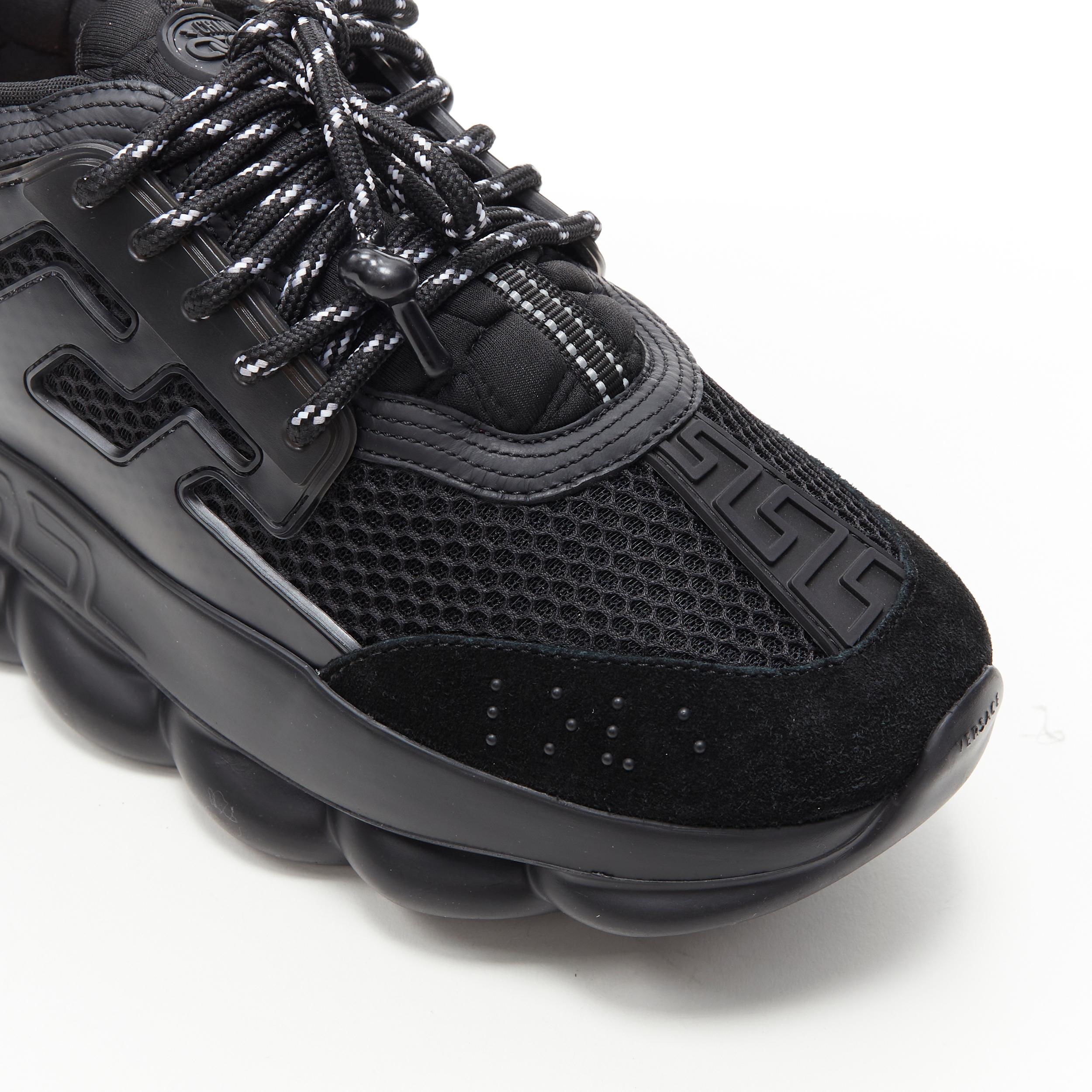 new VERSACE Chain Reaction Triple Black Nero low chunky sole sneaker EU40 US7 4