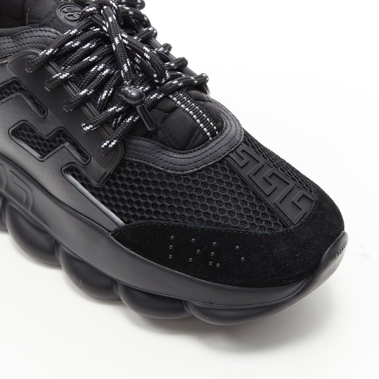 new VERSACE Chain Reaction Triple Black Nero low chunky sole sneaker EU40  US7 For Sale at 1stDibs