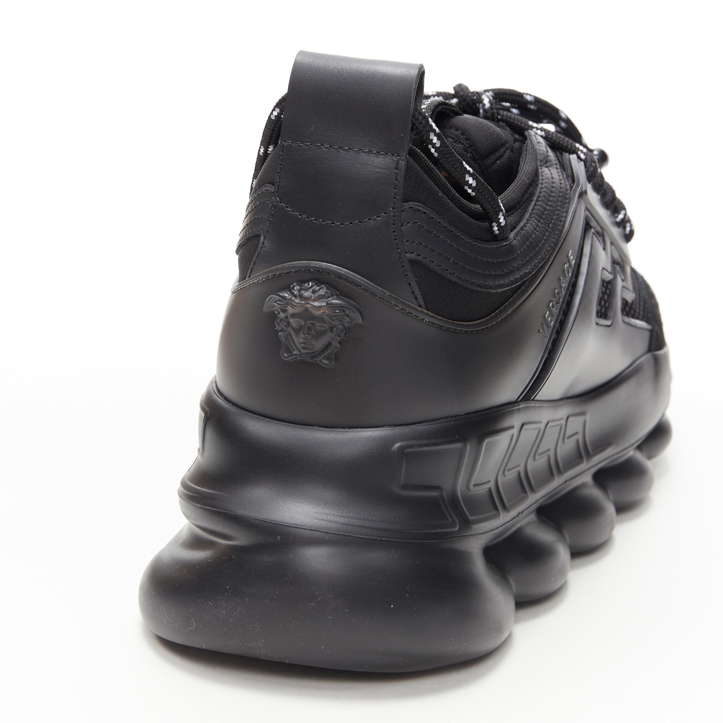 new VERSACE Chain Reaction Triple Black Nero low chunky sole sneaker EU40 US7 5