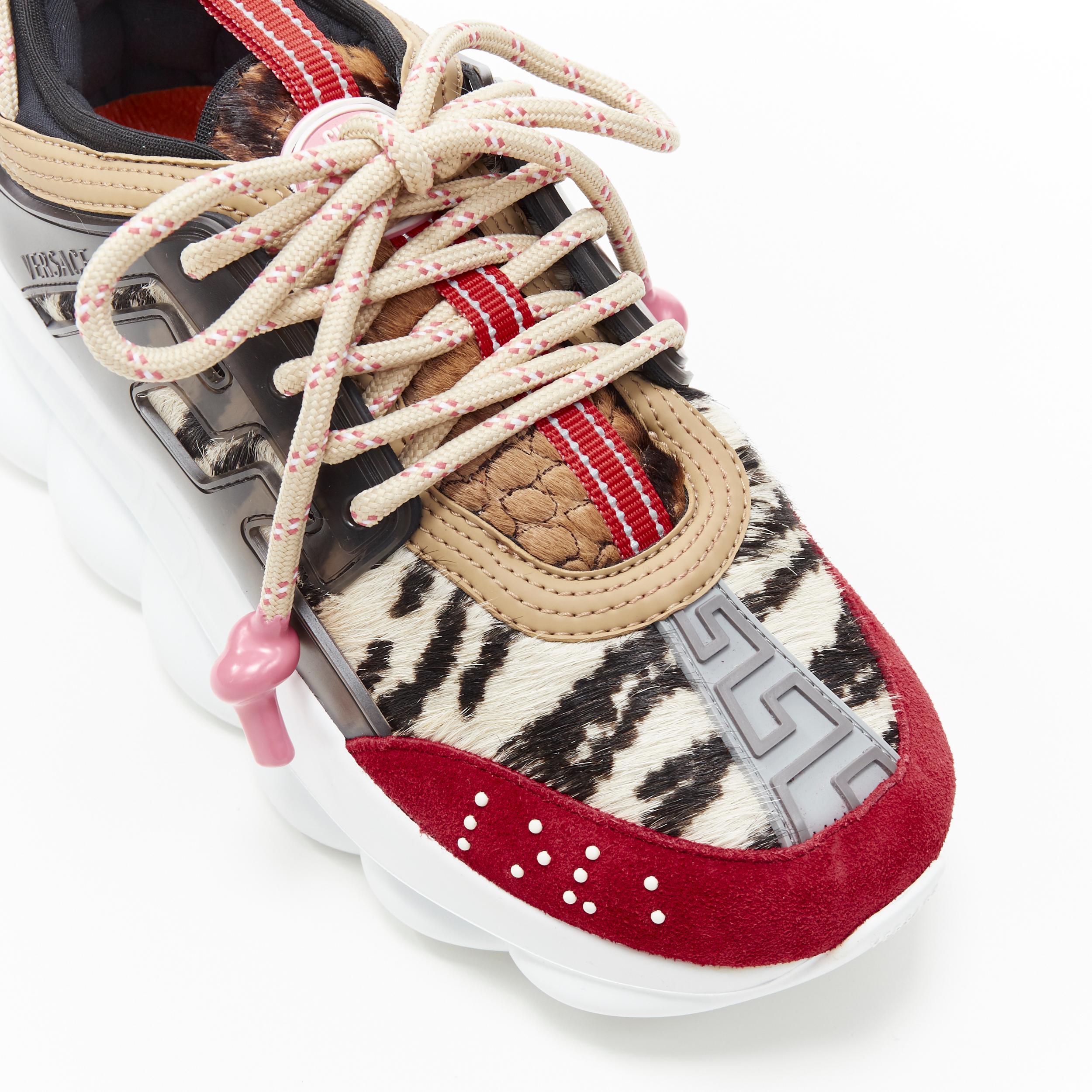 new VERSACE Chain Reaction Wild Red Animal calf hair low dad sneaker EU37 US7 In New Condition In Hong Kong, NT