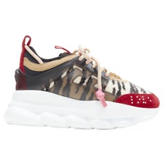 new VERSACE Chain Reaction Red Wild Leopard low chunky sneaker