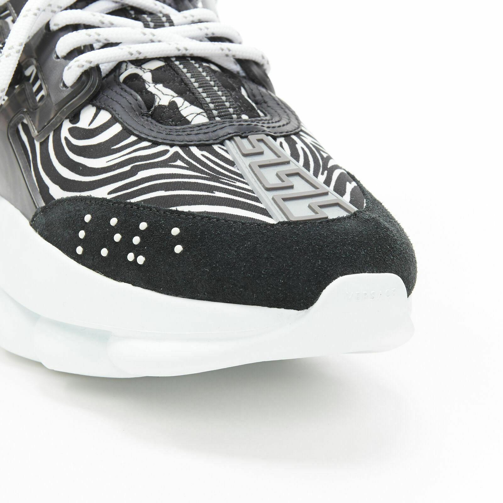 Gray new VERSACE Chain Reaction Wild Zebra black white striped sneaker EU39 US6 UK5