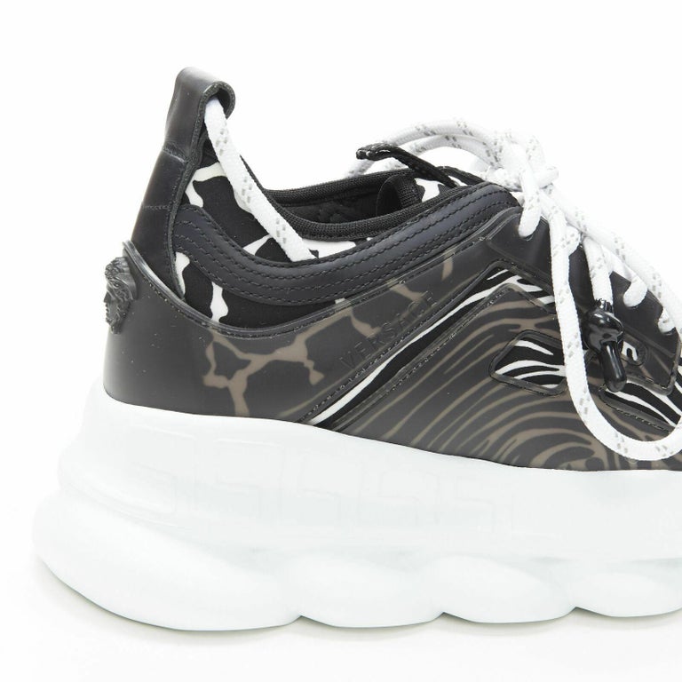 new VERSACE Chain Reaction 2 Chainz Black Wild Leopard sneaker EU38.5 US5.5  at 1stDibs