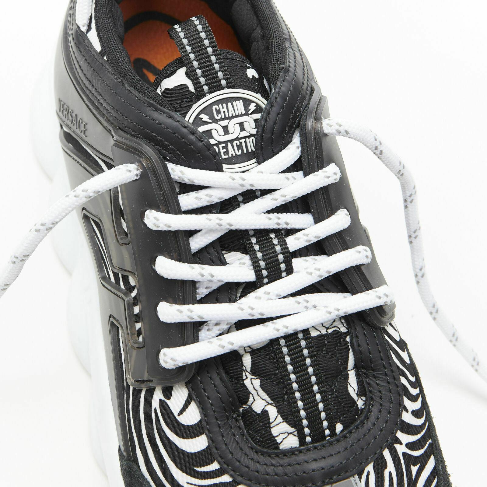 new VERSACE Chain Reaction Wild Zebra black white striped sneaker EU39 US6 UK5 1