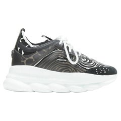 new VERSACE Chain Reaction Wild Zebra black white striped sneaker EU39 US6 UK5