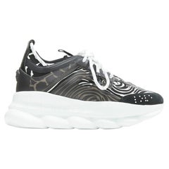 nouveau VERSACE Chain Reaction Wild Zebra noir blanc rayé sneaker EU41 US8 UK7