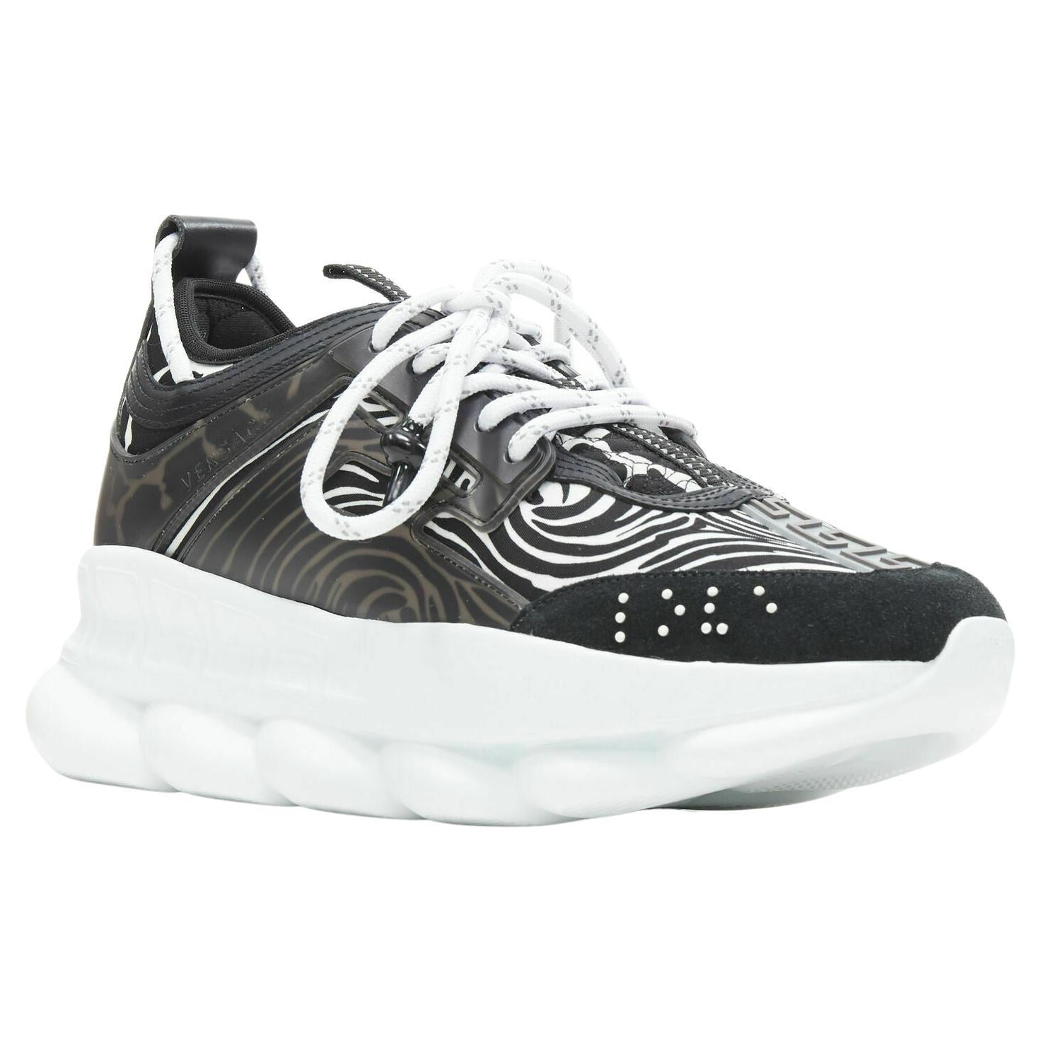 new VERSACE Chain Reaction Wild Zebra black white striped sneaker EU43.5