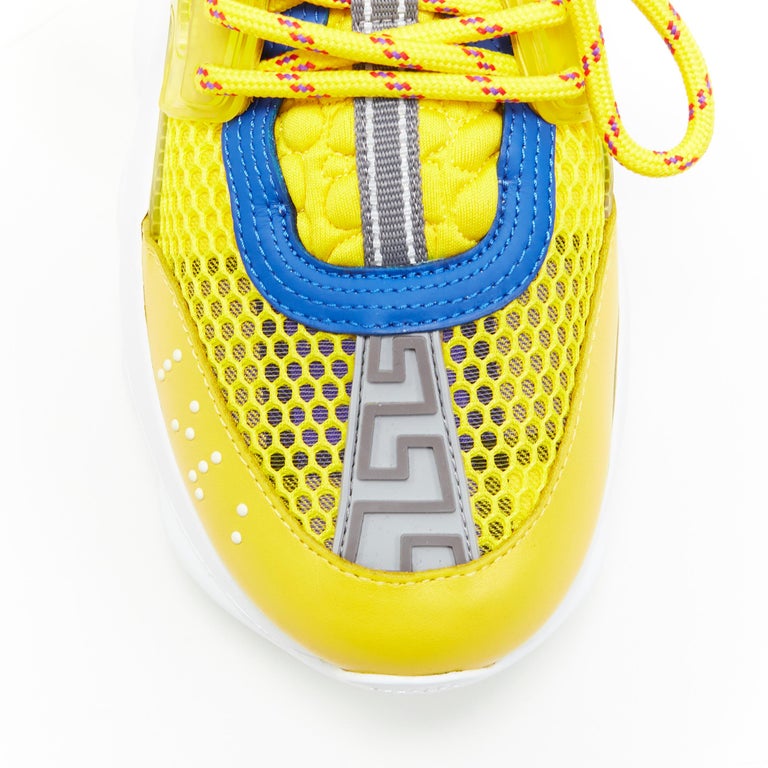 new VERSACE Chain Reaction yellow blue low top chunky sole dad sneaker  EU35.5