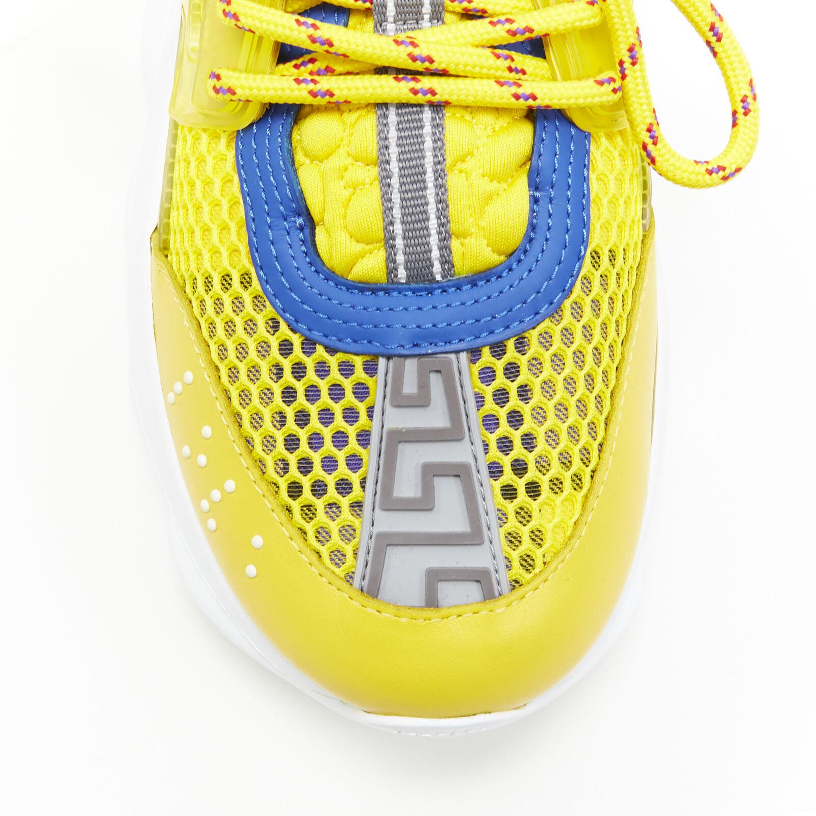 new VERSACE Chain Reaction yellow blue low top chunky sole dad sneaker EU38 US8 For Sale 3