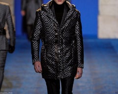 NEW VERSACE CHECKERED COAT with HOOD for MEN