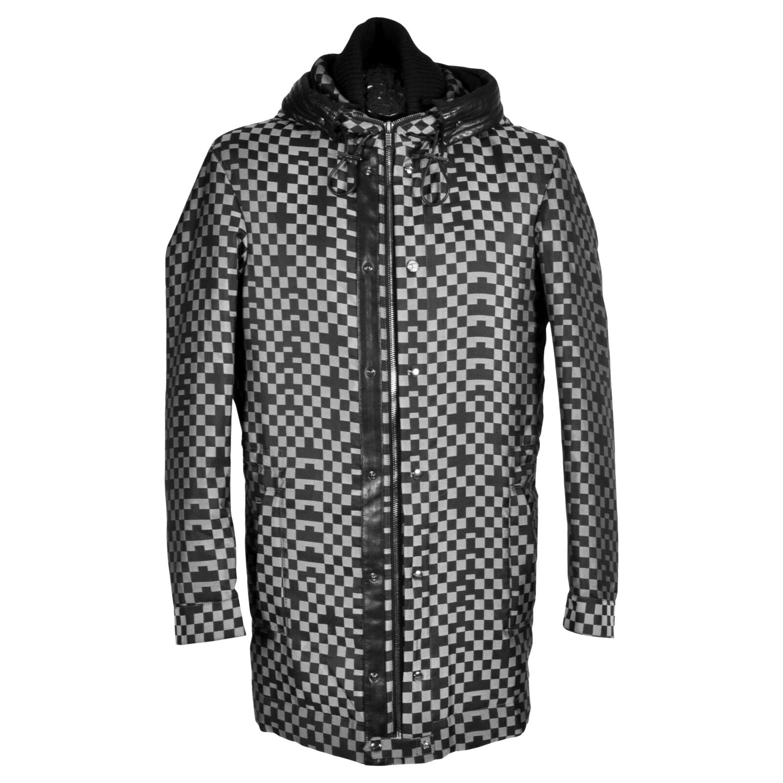 NEW VERSACE CHECKERED COAT with HOOD for MEN For Sale