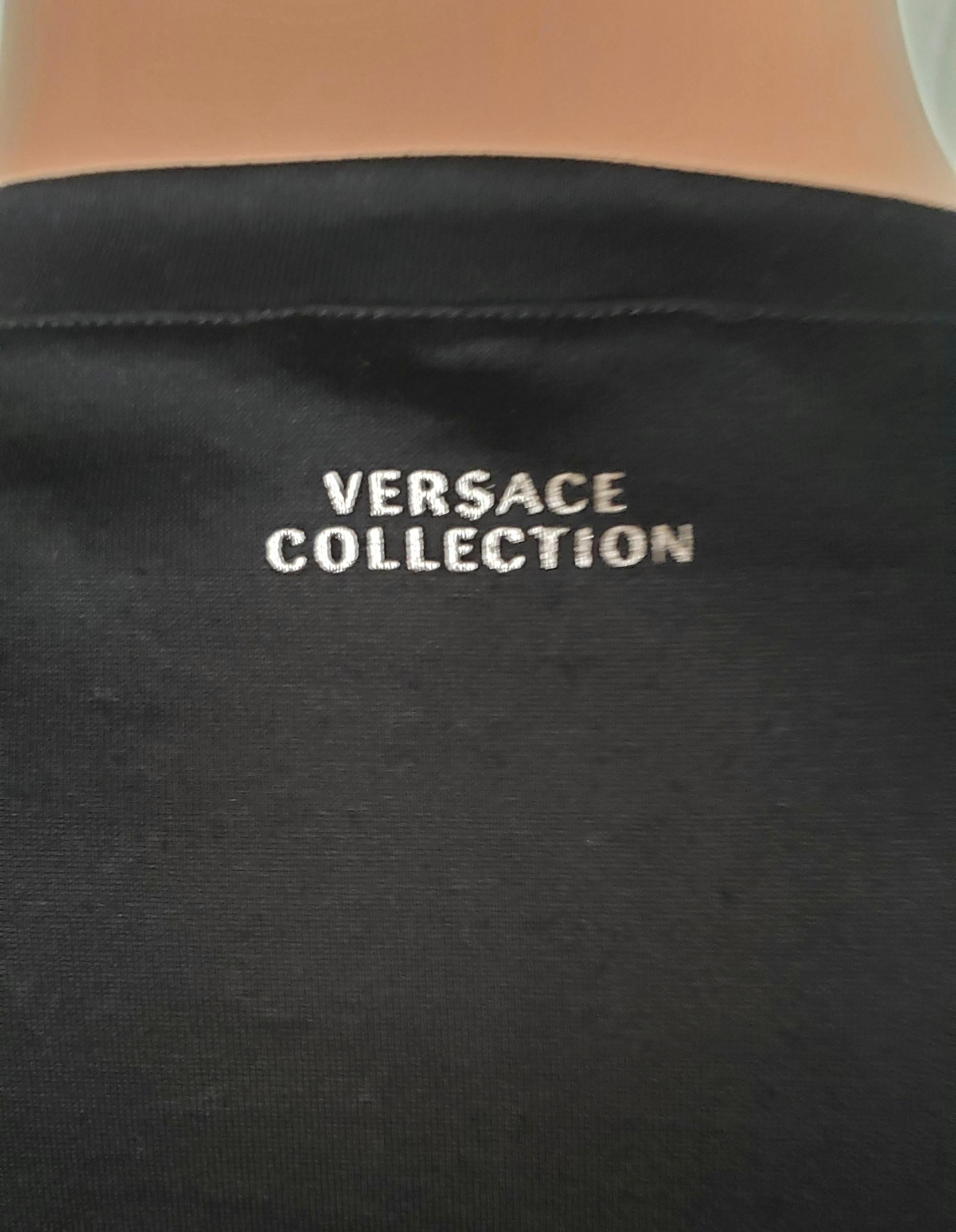 Black NEW VERSACE COLLECTION BLACK COTTON T-SHIRT with SILVER GRAY PRINT size M