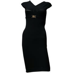 NEW VERSACE COLLECTION BLACK KNIT DRESS with MEDUSA BUCKLE 38 - 2