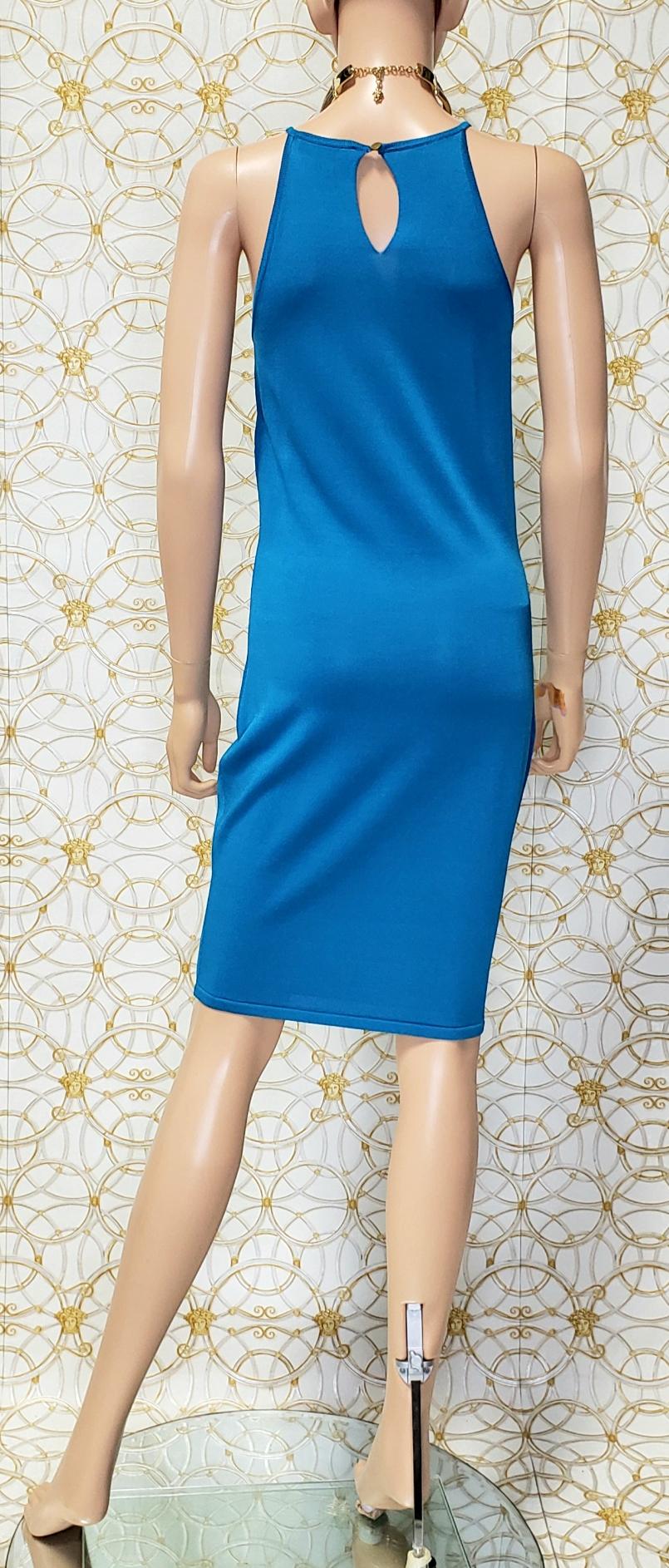 Blue NEW VERSACE COLLECTION BLUE KNIT SLEEVELESS Dress 38 - 2 For Sale