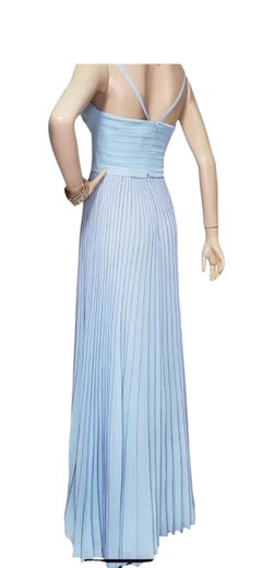 New Versace Collection Blue Pleated Long Dress