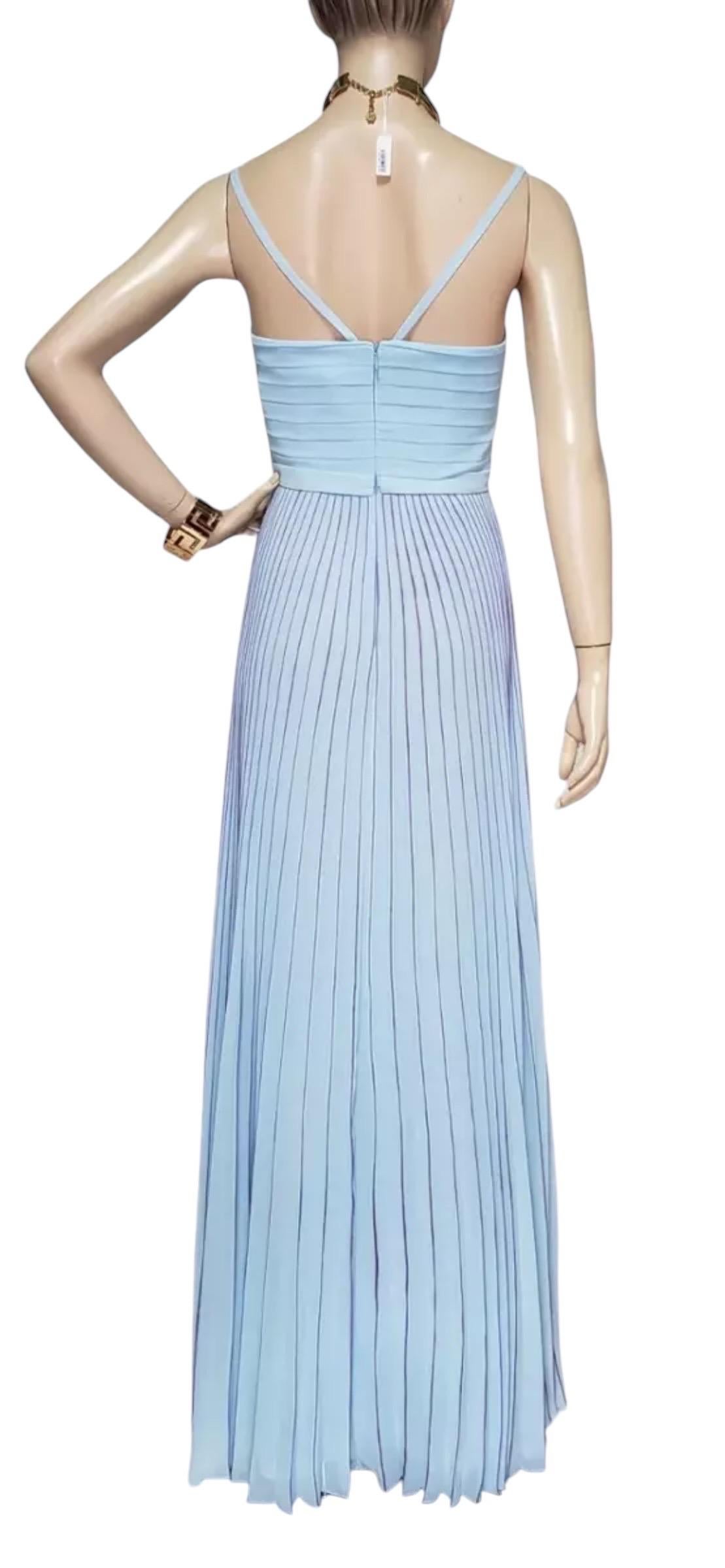 De las mujeres Nuevo Vestido Largo Plisado Azul Versace Collection en venta