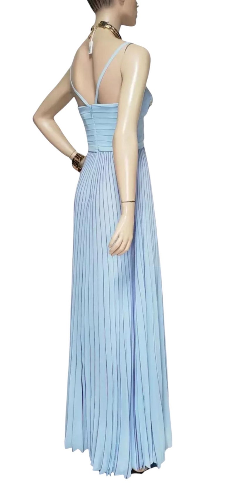 New Versace Collection Blue Pleated Long Dress New Versace Collection Blue Pleated Long Dress