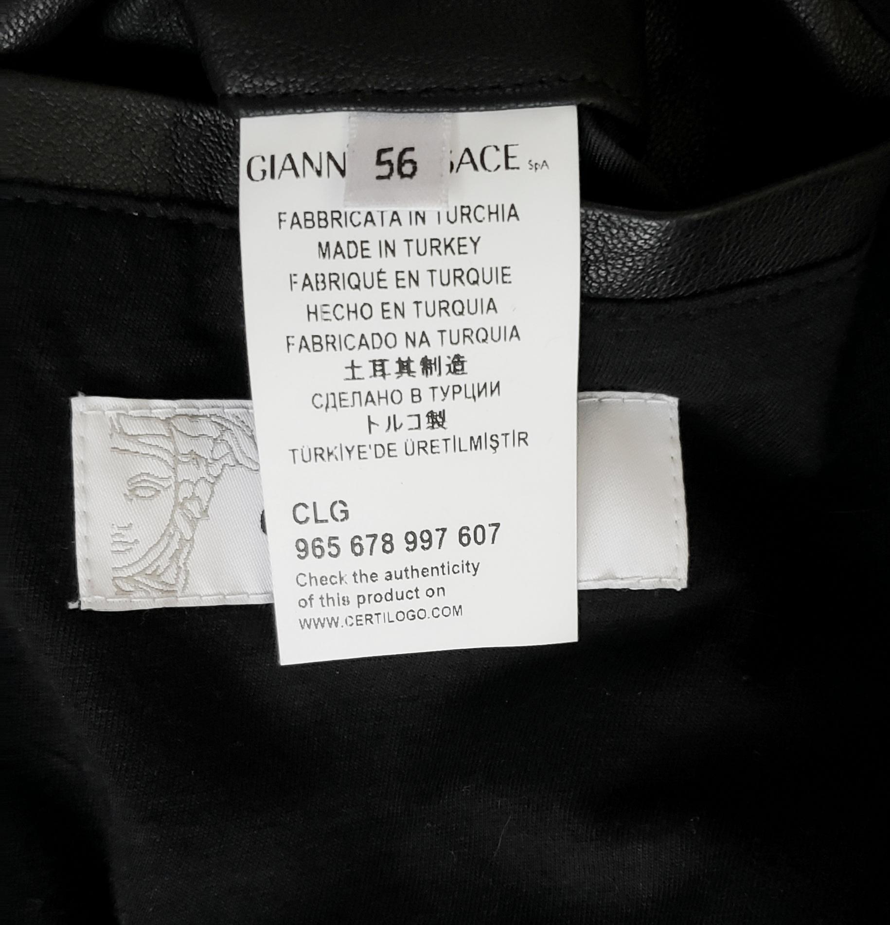 New VERSACE COLLECTION PERFORATED LAMB LEATHER BLACK BOMBER JACKET 56 - 3XL For Sale 5
