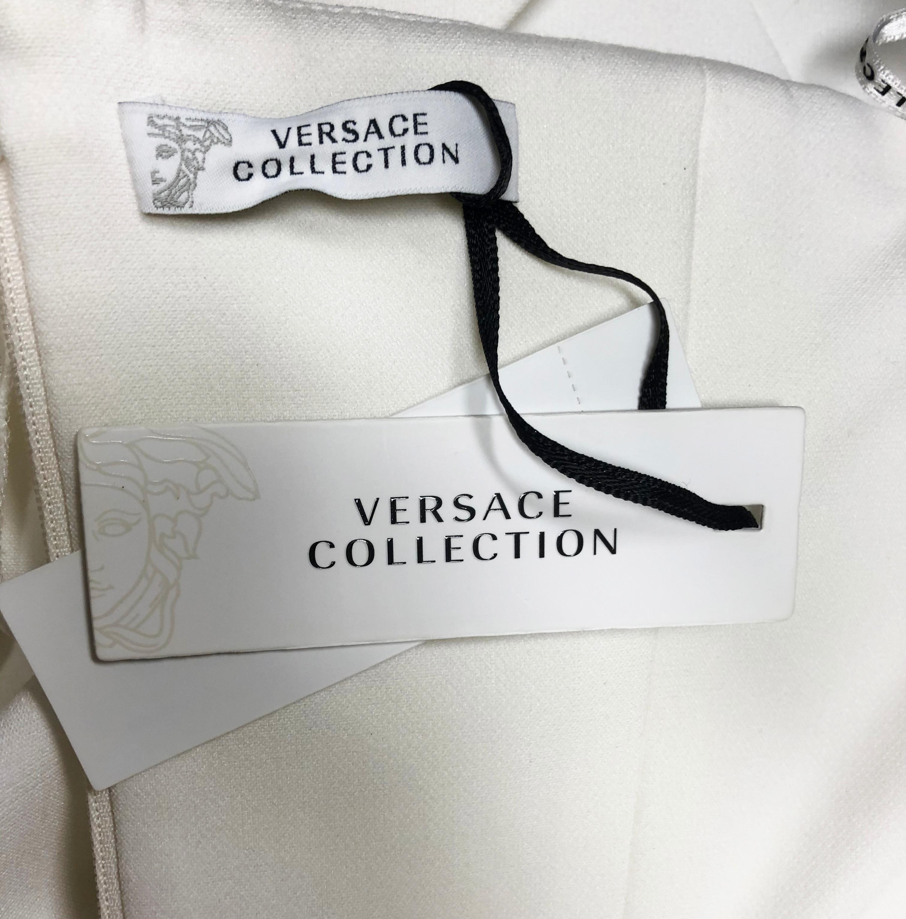New VERSACE COLLECTION STUD EMBELLISHED WHITE DRESS 40 - 4 For Sale 3