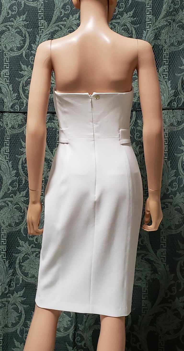New VERSACE COLLECTION STUD EMBELLISHED WHITE DRESS 40 4 For Sale at 1stDibs versace white
