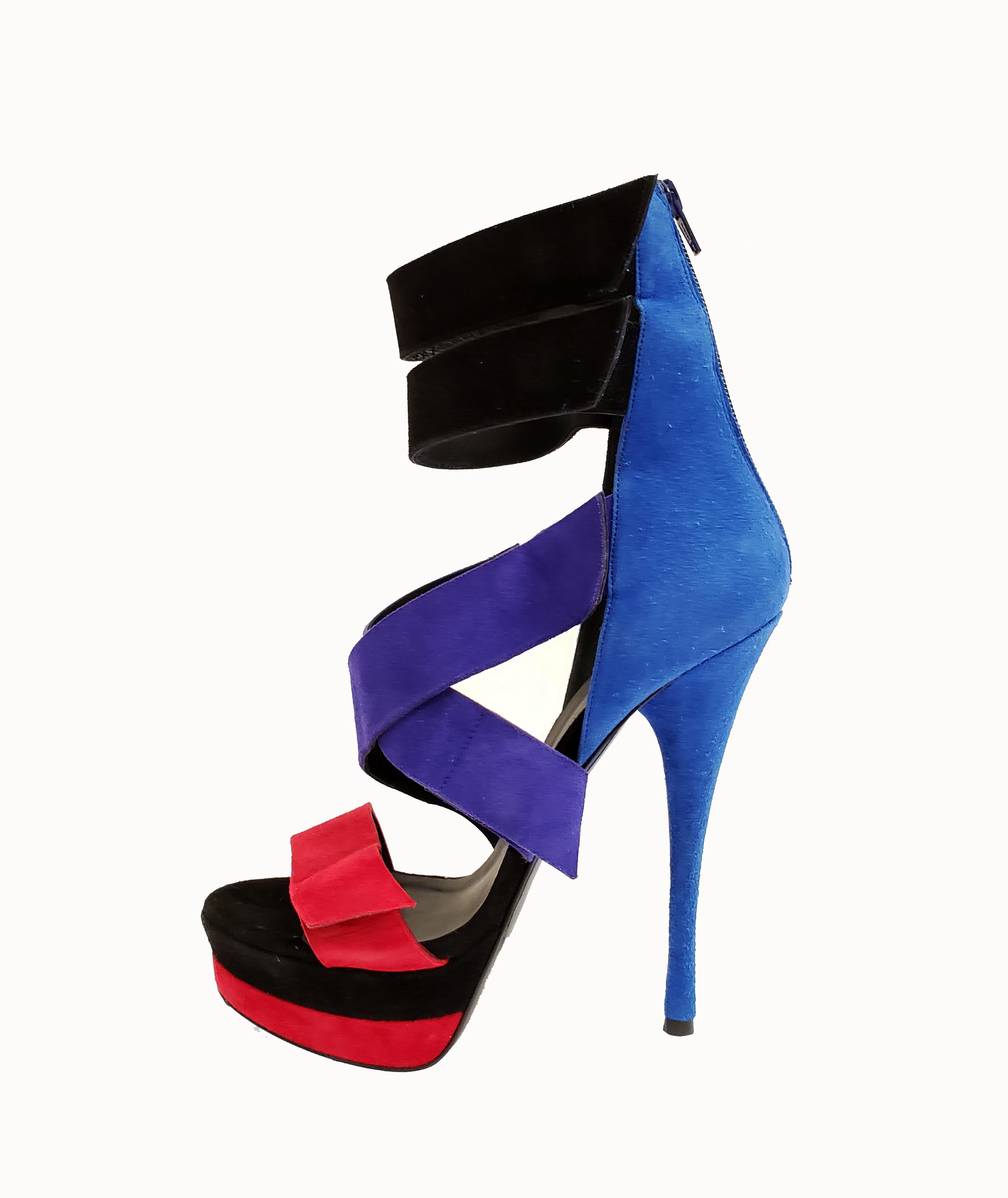 New Versace Color Block Platform Shoes 39 - 9 1