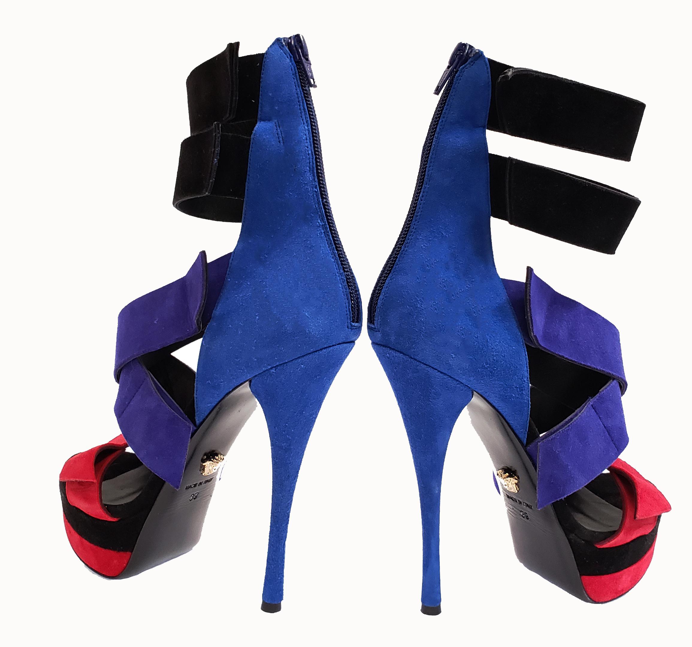 New Versace Color Block Platform Shoes 39 - 9 2