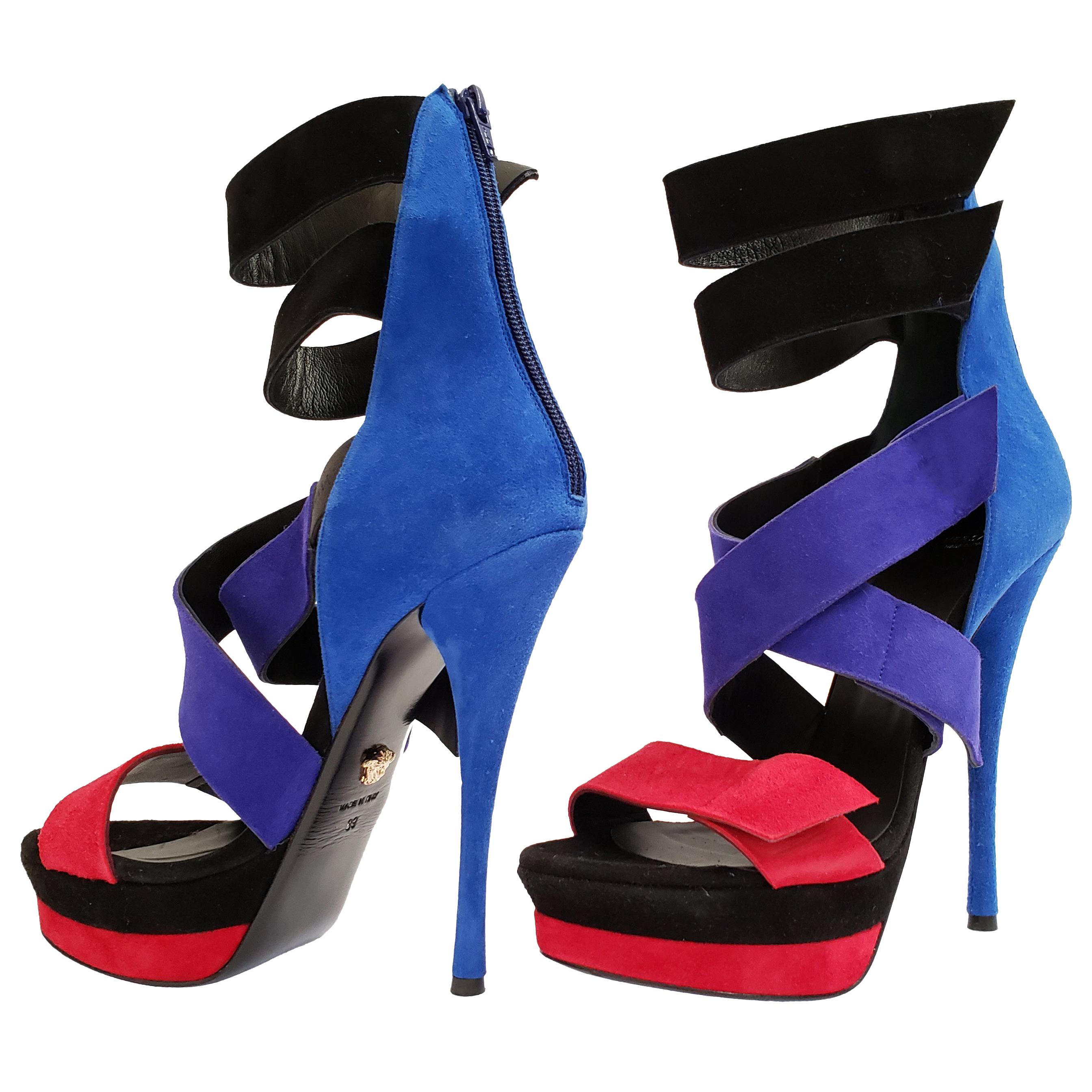 New Versace Color Block Platform Shoes 39 - 9