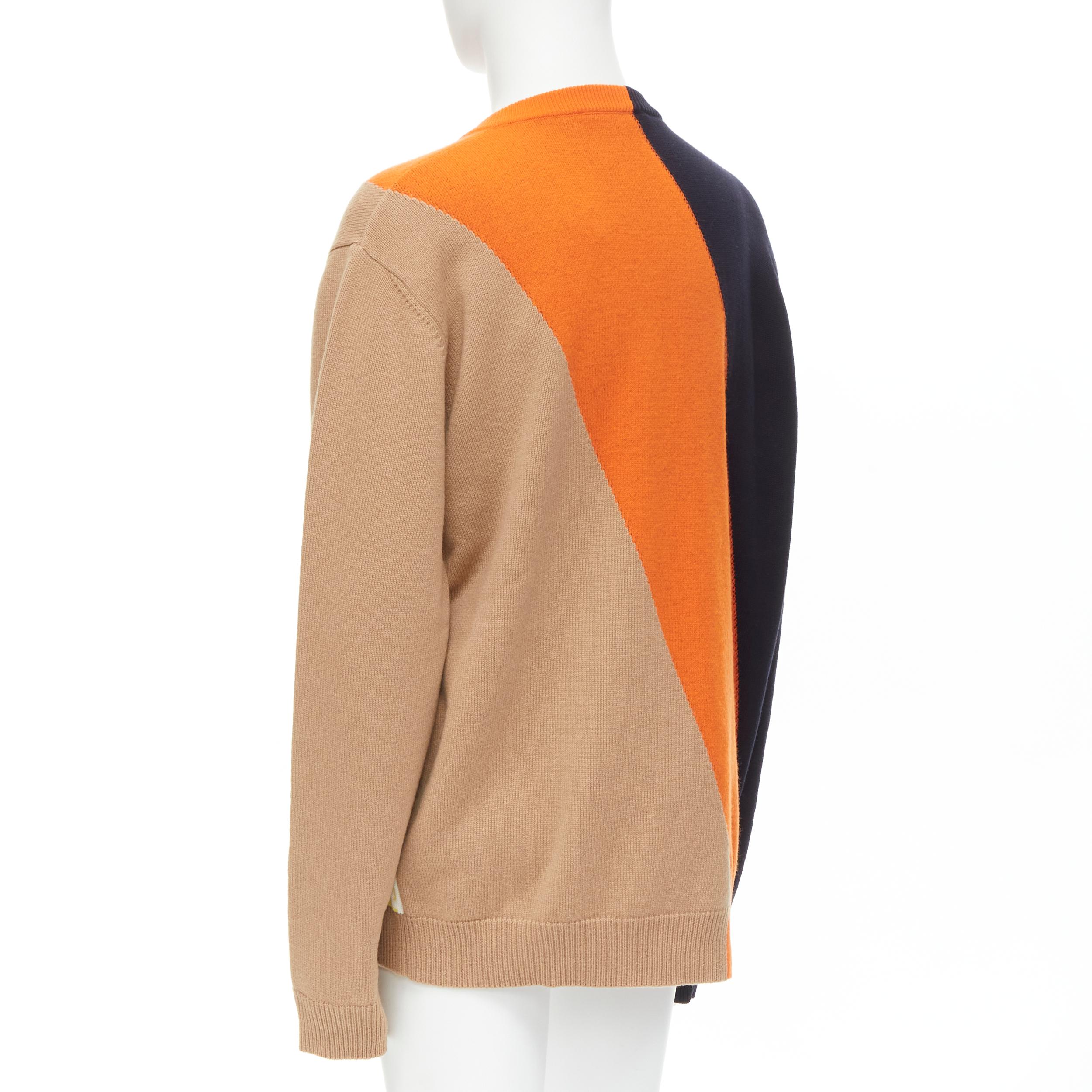 Orange new VERSACE Compilation black orange tan Medusa intarsia wool sweater EU58 3XL