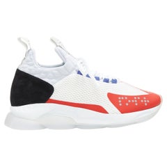 Neuer niedriger VERSACE Cross Chainer-Sneaker aus weißem, rotem und blauem Netz EU44,5 US11,5