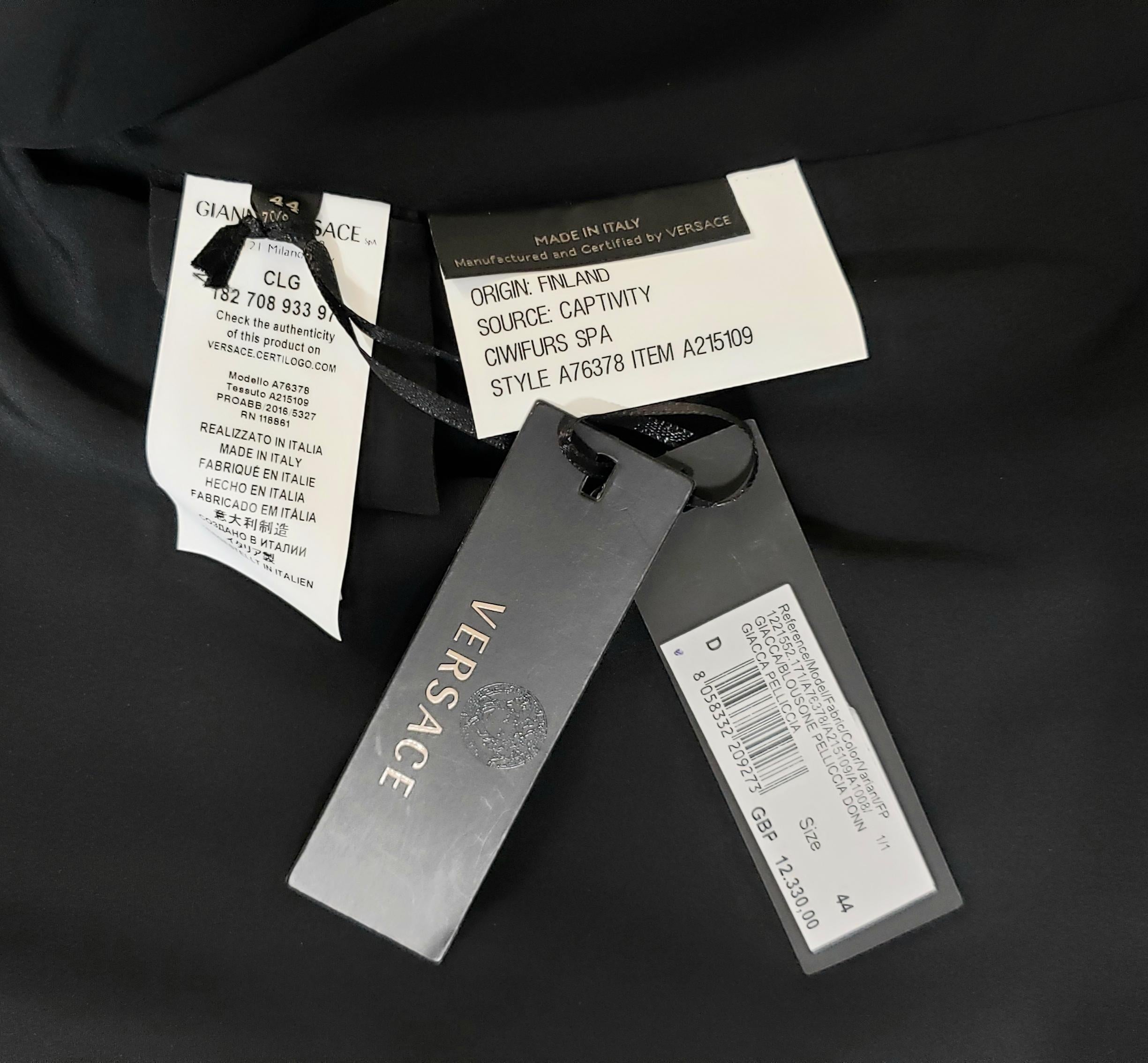NEW VERSACE CRYSTAL EMBELLISHED BLACK MINK FUR Jacket 44 - 8 en vente 9