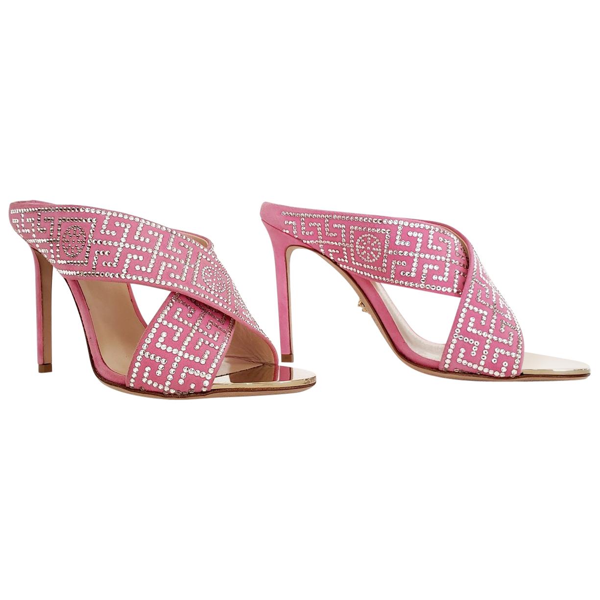 New VERSACE crystal embellished pink sandals 36.5 - 6.5