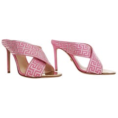 New VERSACE crystal embellished pink sandals 36.5 - 6.5