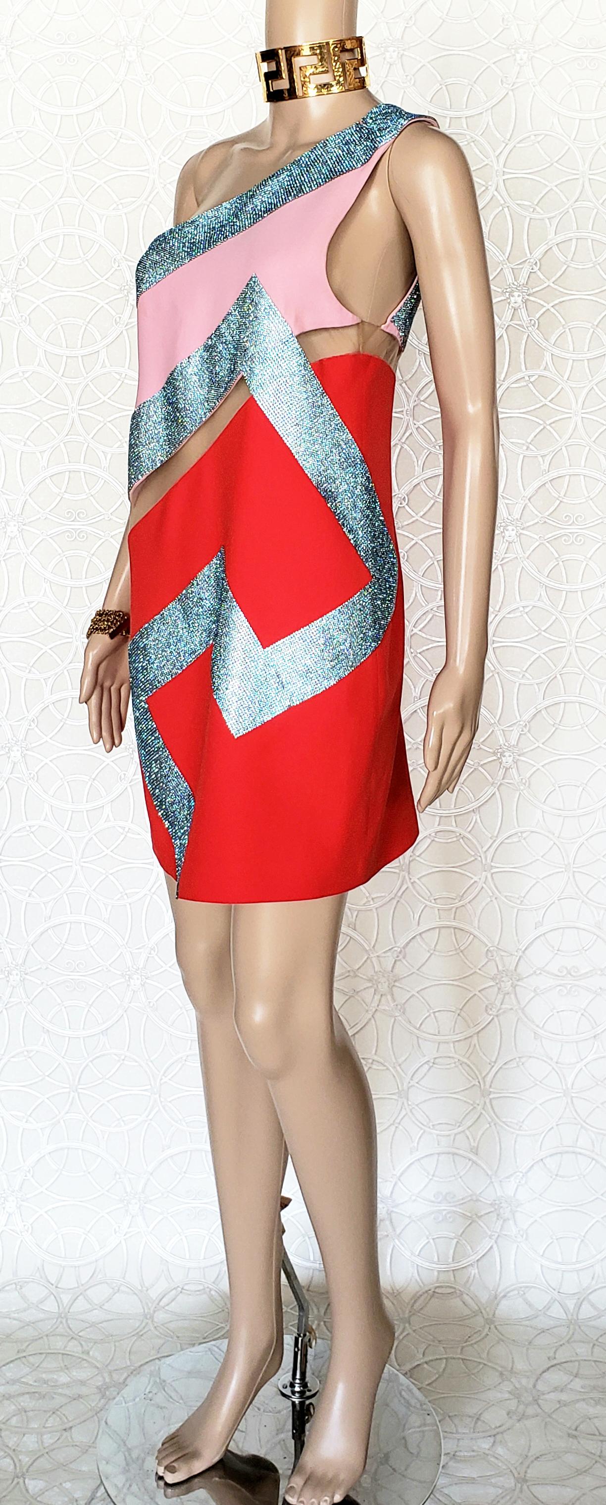 Women's S/S 2015 look # 39 NEW VERSACE SWAROVSKI CRYSTAL EMBELLISHED MINI Dress 38 - 2 For Sale