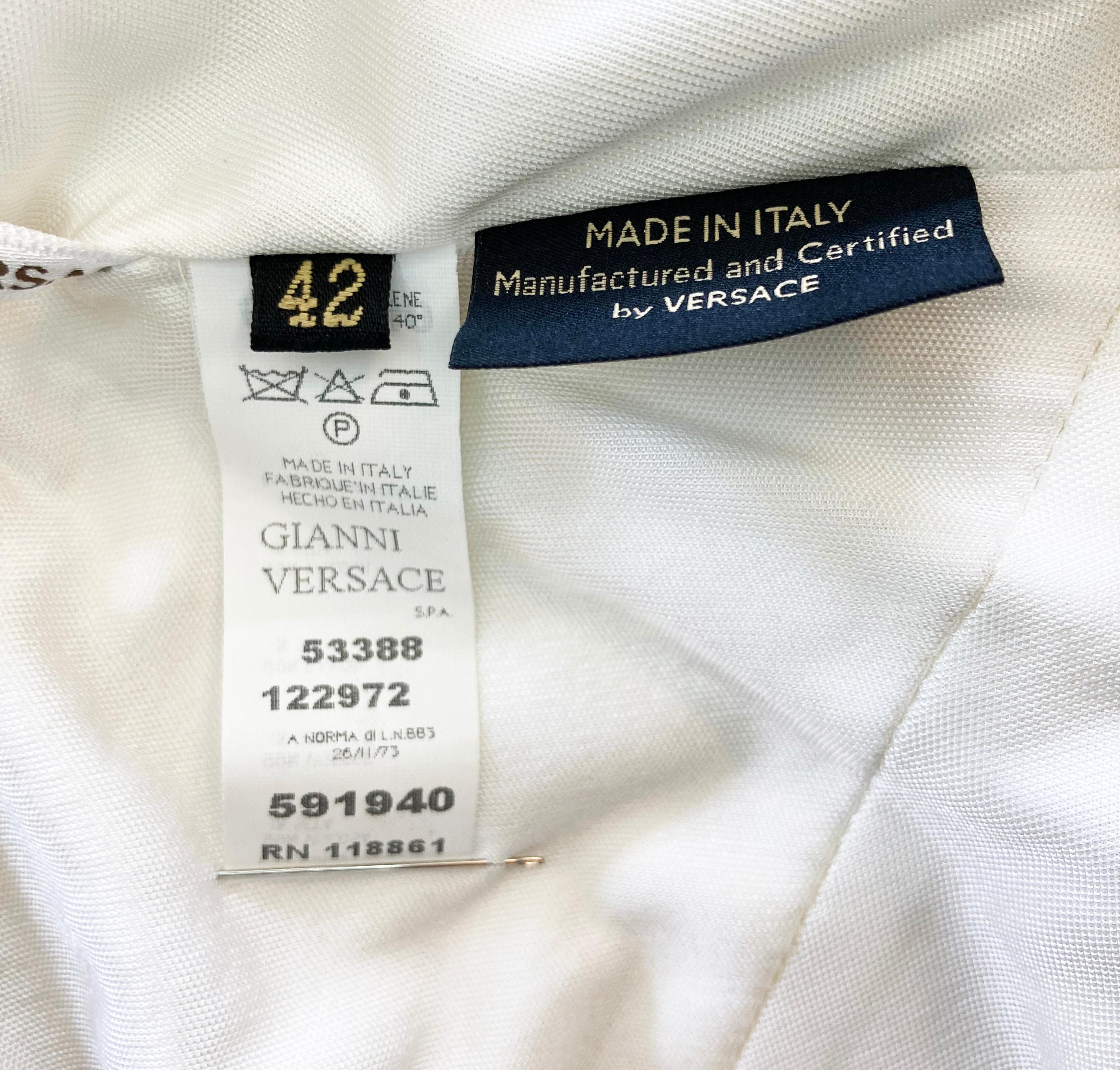 NUEVO VESTIDO LARGO BLANCO CON EMBELLECEDORES DE CRISTAL VERSACE  42 - 6 en venta 11