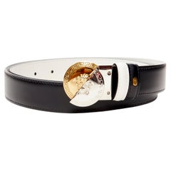 new VERSACE Demi Medusa Reversible black white split buckle belt 90cm 34-38"