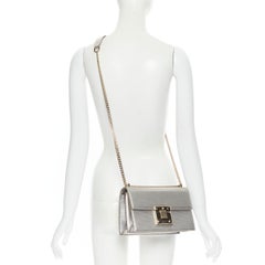 new VERSACE Diamente silver leather gold Medusa chunky chain structured bag