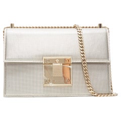 new VERSACE Diamente silver leather gold Medusa chunky chain structured bag