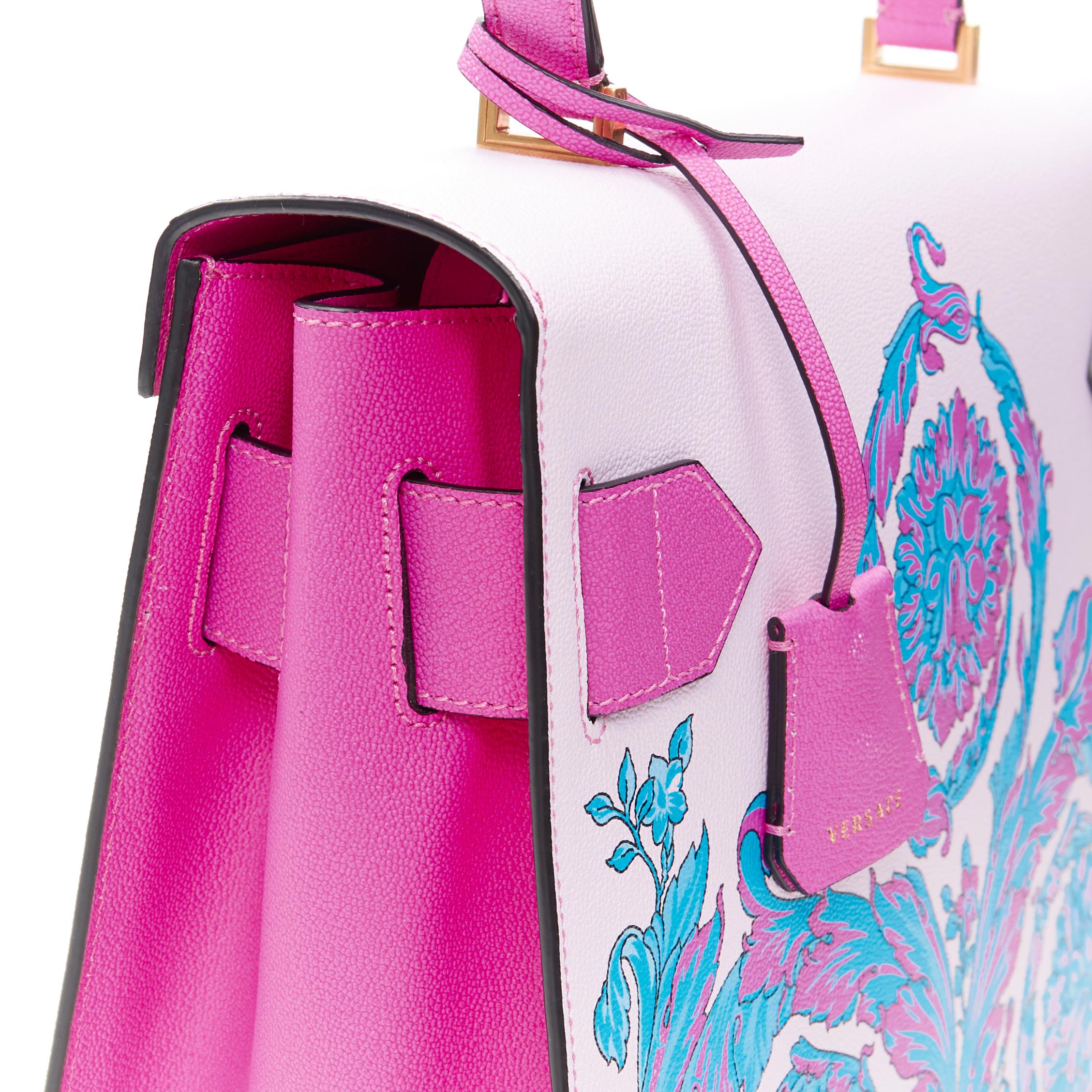 new VERSACE Diana Tribute Technicolor Baroque print top handle Kelly satchel bag 3