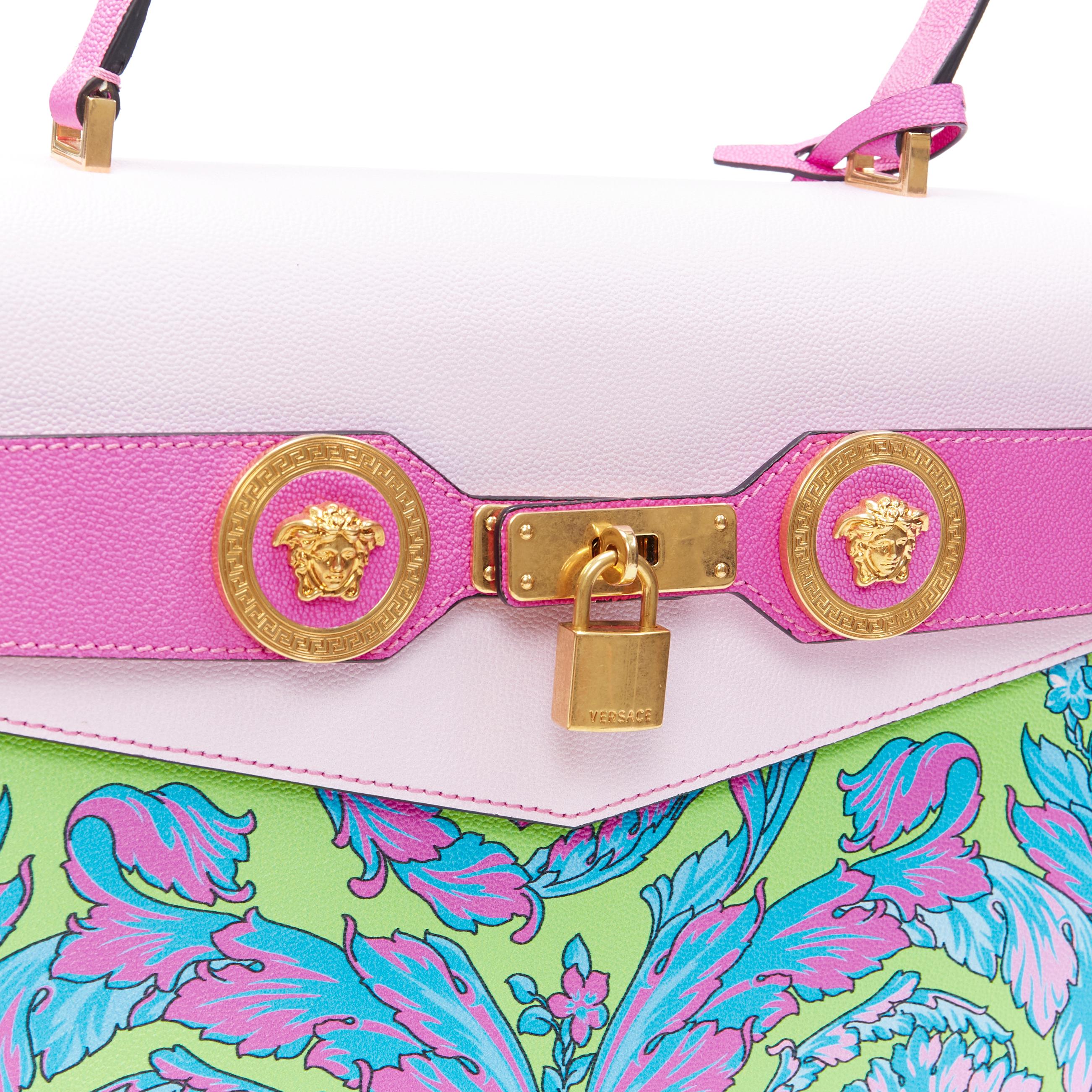 new VERSACE Diana Tribute Technicolor Baroque print top handle Kelly satchel bag 1
