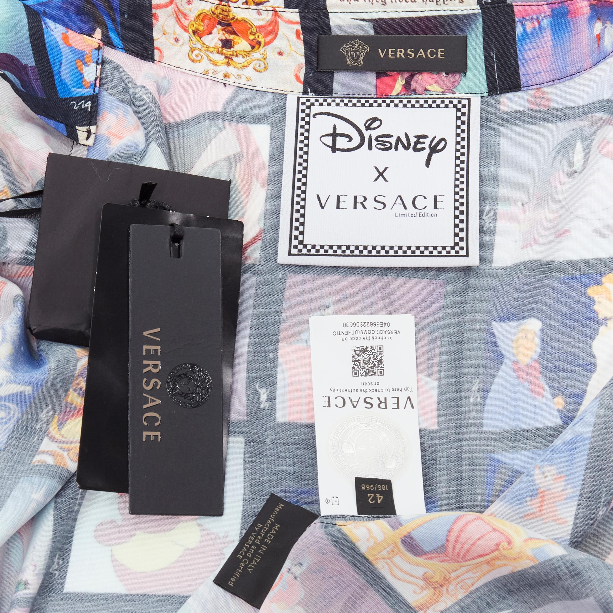 new VERSACE DISNEY Limited Edition Cinderella short sleeve bowling shirt EU42 XL For Sale 7