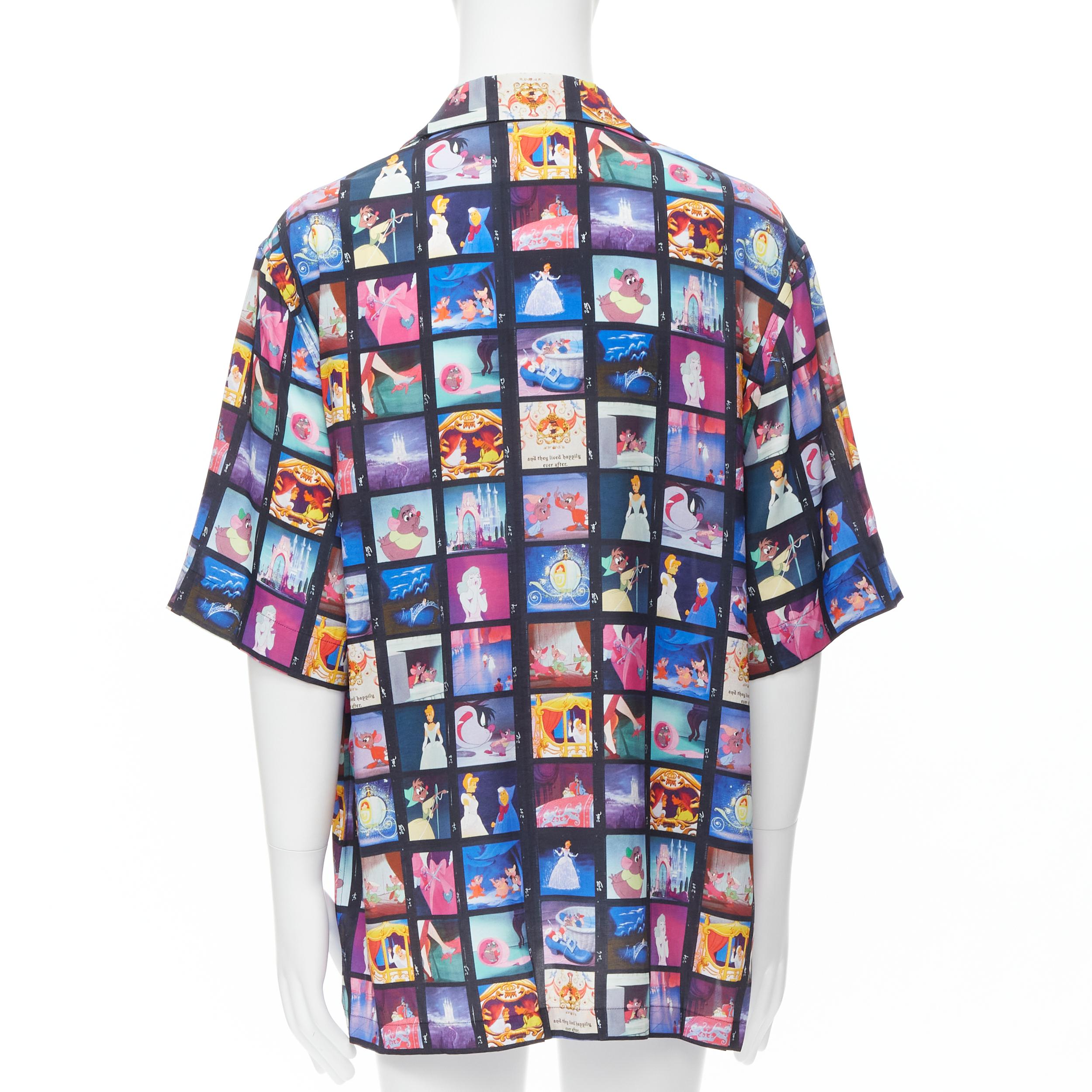 Men's new VERSACE DISNEY Limited Edition Cinderella short sleeve bowling shirt EU42 XL For Sale