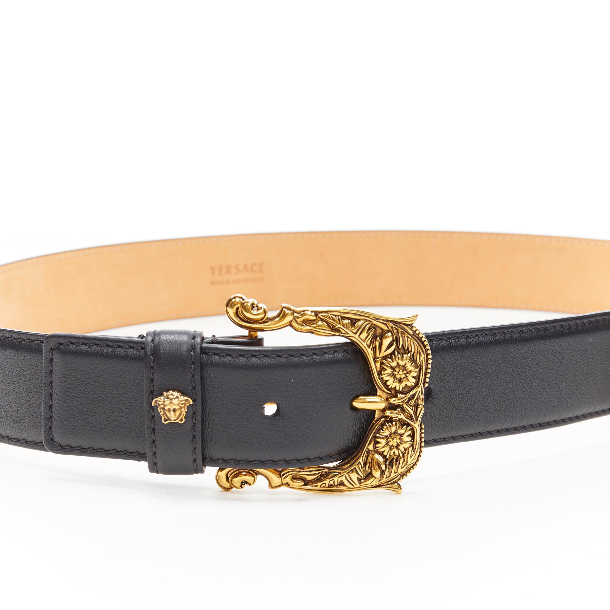 nuevo VERSACE doble hebilla barroca tachuela medusa cinturón de cuero negro FR90 en Nuevo Estado en Hong Kong, NT