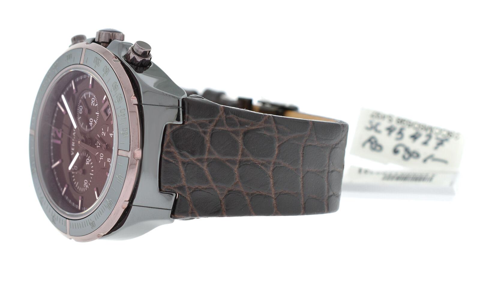 New Versace DV One Cruise Ceramic Black Brown Quartz Watch For Sale 2