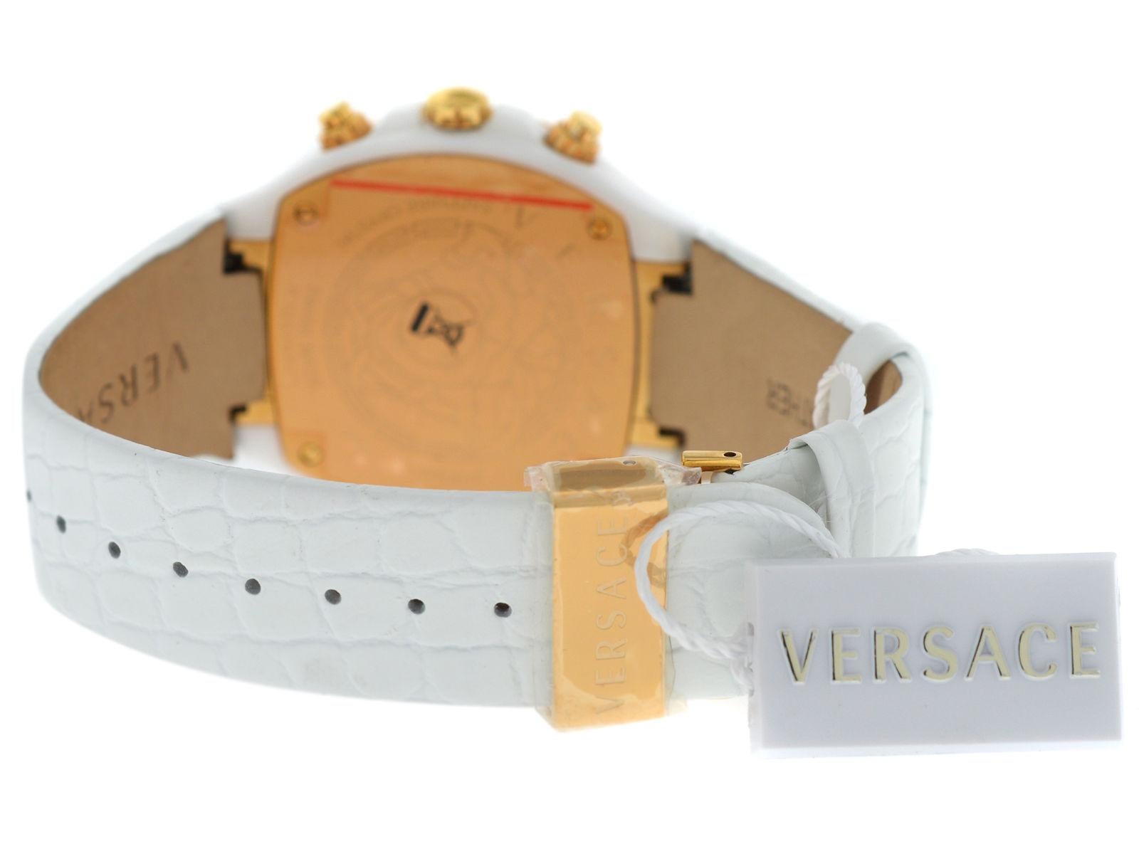 Modern New Versace DV One Gold Tone Ceramic Chrono Quartz Watch For Sale