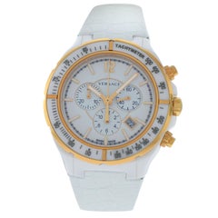 Used New Versace DV One Gold Tone Ceramic Chrono Quartz Watch