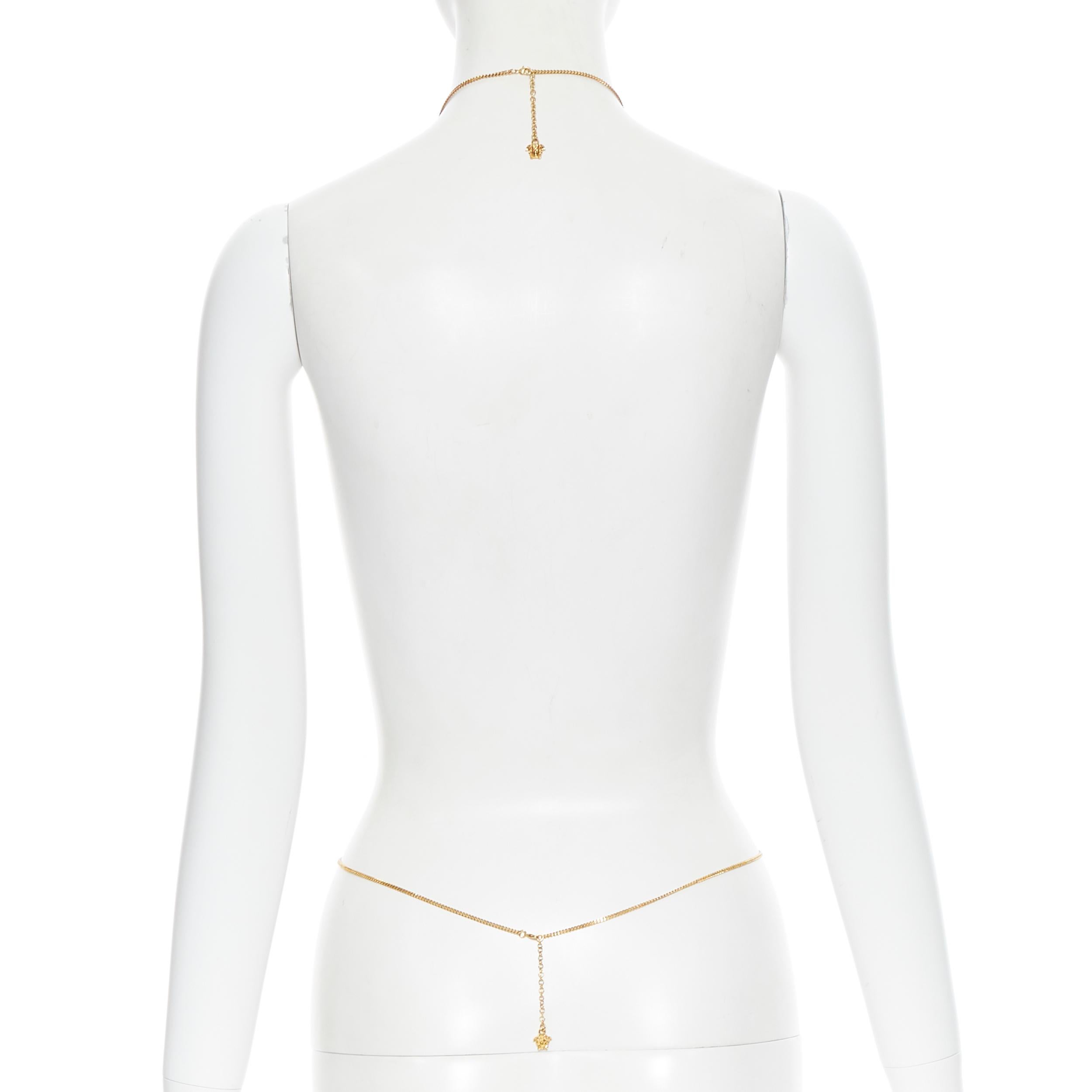 new VERSACE DV Virtus Love Heart logo plate Medusa goldtone bodychain