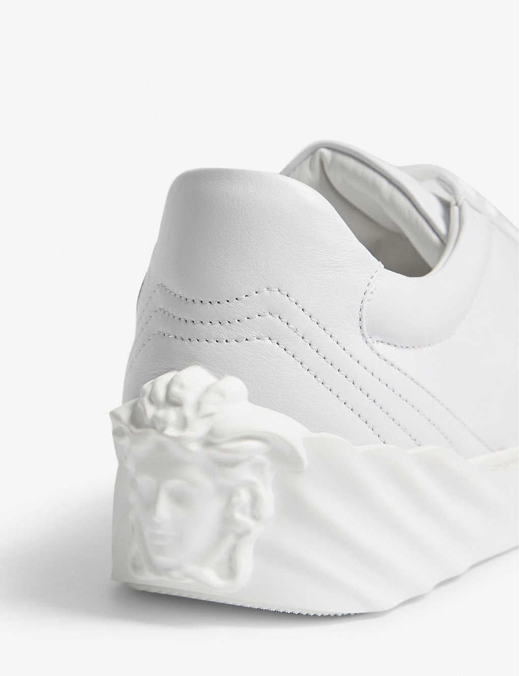 Gray New VERSACE MEDUSA HEA WHITE LEATHER SNEAKERS 41- 8