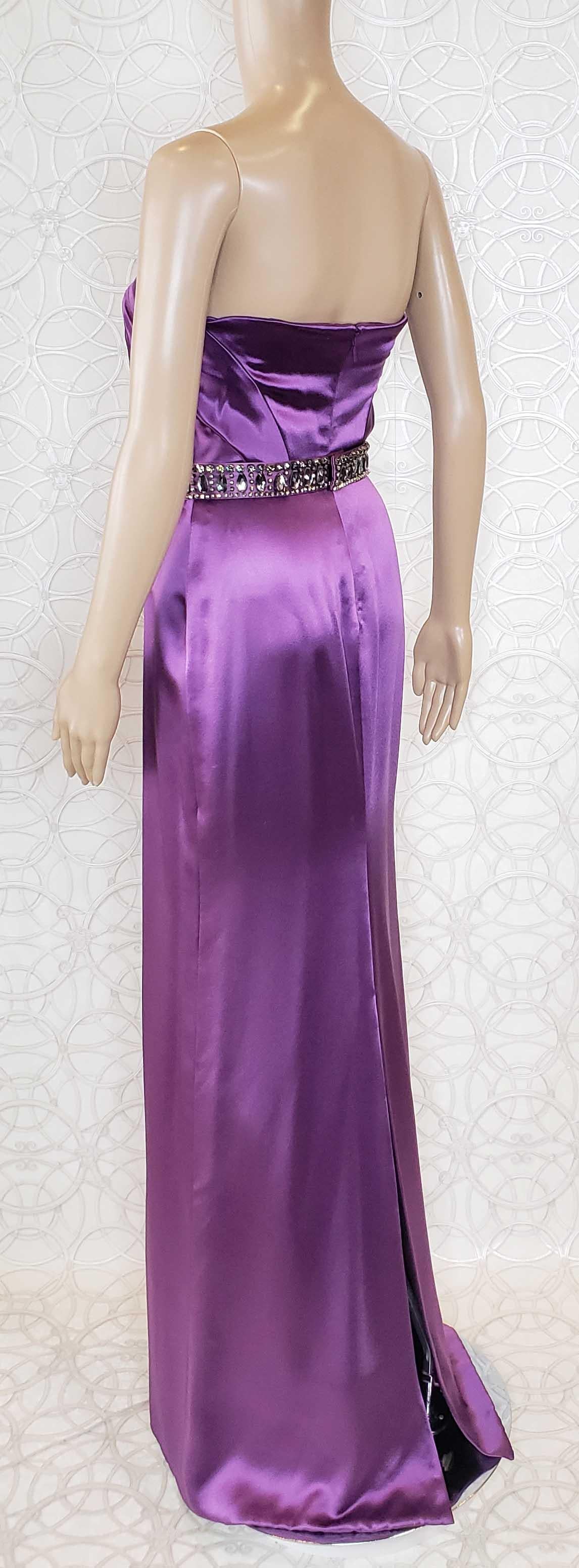 Purple NEW VERSACE EMBELLISHED AMETHYST STRAPLESS GOWN DRESS EVA WORE IN Paris! 38 - 2 For Sale