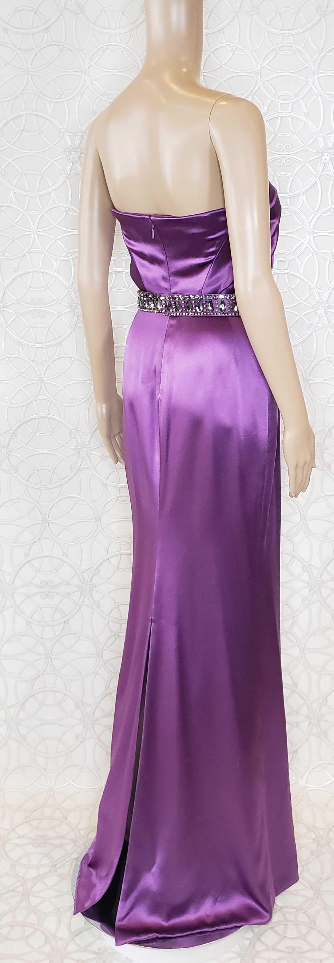 NEW VERSACE EMBELLISHED AMETHYST STRAPLESS GOWN DRESS EVA WORE IN Paris! 38 - 2 For Sale 1