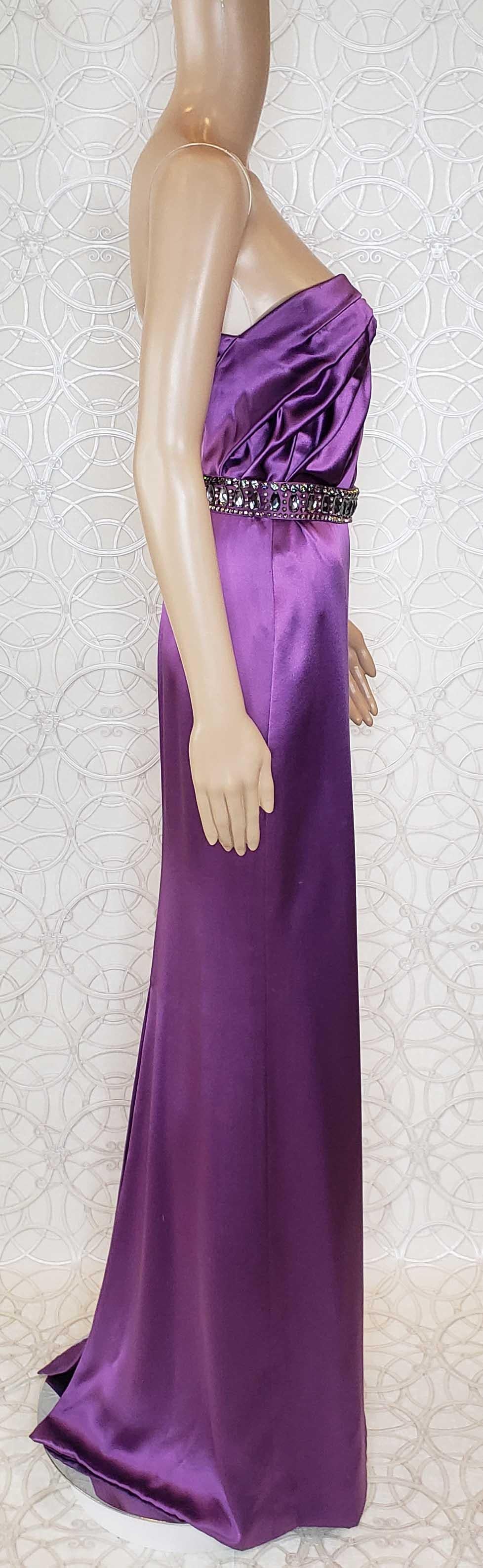 NEW VERSACE EMBELLISHED AMETHYST STRAPLESS GOWN DRESS EVA WORE IN Paris! 38 - 2 For Sale 2
